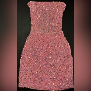 Pink Lucky In The Sky Ivy Cowl Iridescent Sequin Dress, XS